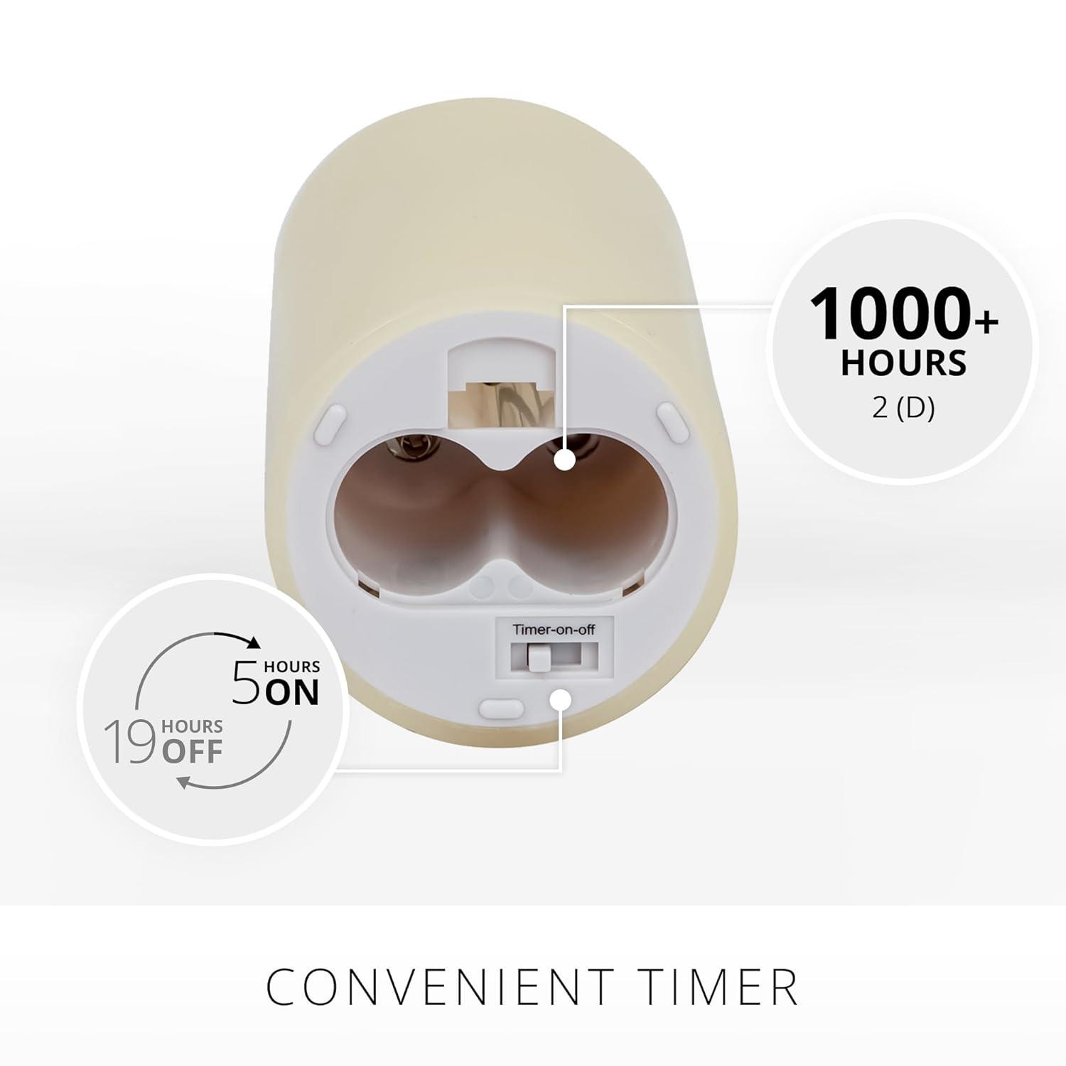 Luminara Realistic Artifical Flame Classic Pillar LED Candle - Moving Flame LED Battery Operated Lights - Unscented - Remote Ready - Ivory - 4" x 9"