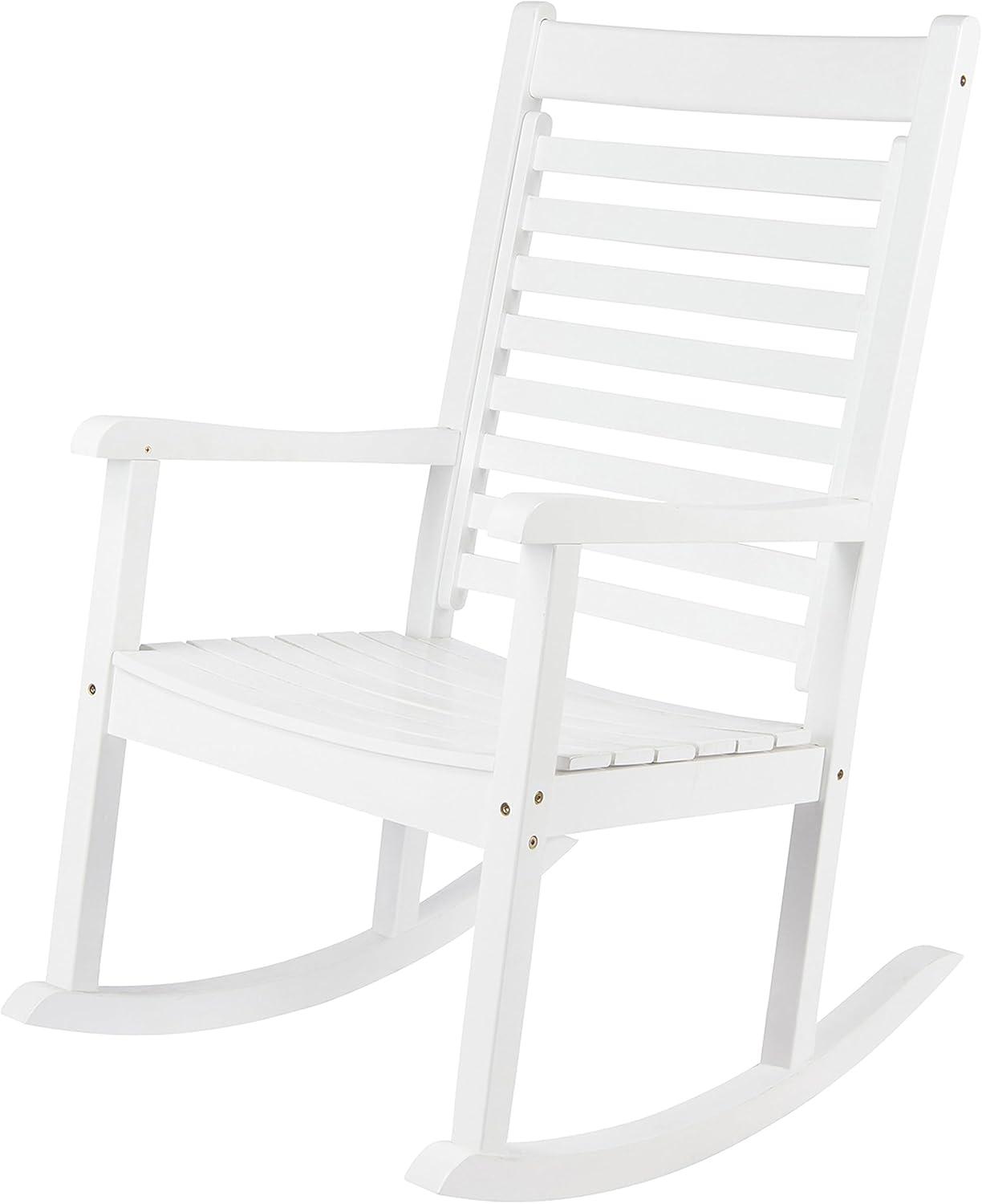 Shine Company Modern Wood Rocking Chairs, Ergonomic Wide Seat Porch Rockers, 2-Pack, White