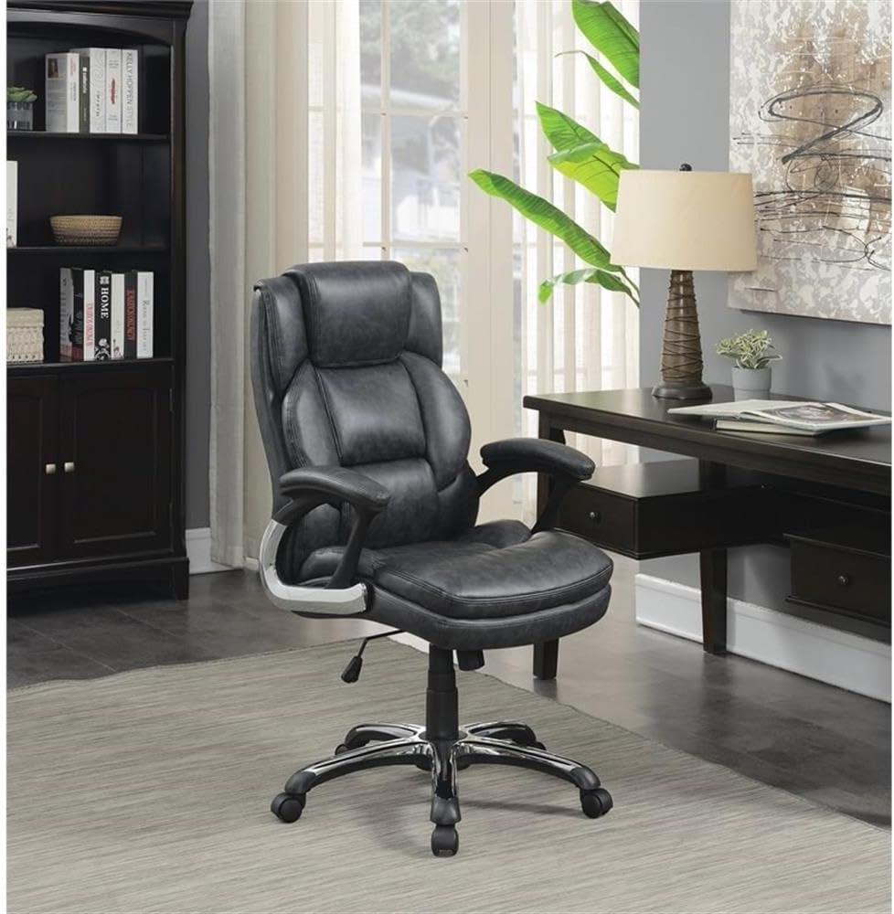 Dark Gray High Back Leather Executive Swivel Chair