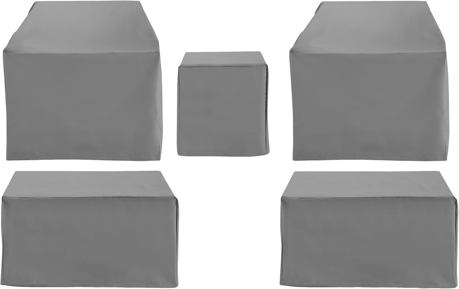 Crosley Furniture Covers 5-Pc Traditional Vinyl Outdoor Sofa Cover Set in Gray