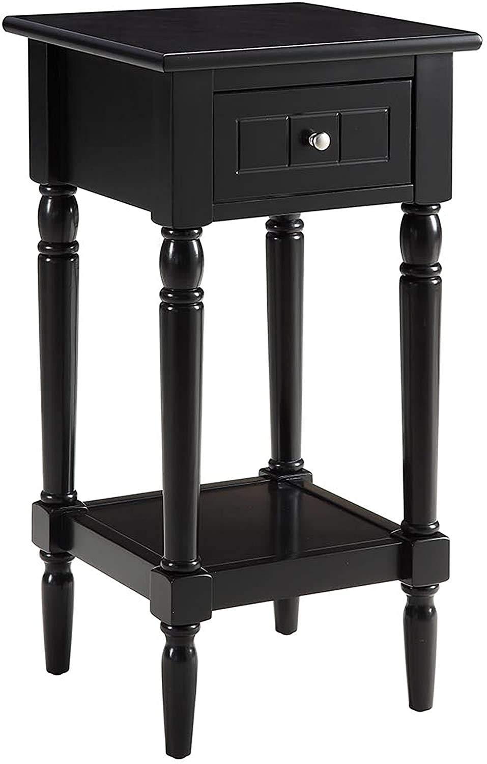 French Country Khloe 1 Drawer Accent Table with Shelf, Black