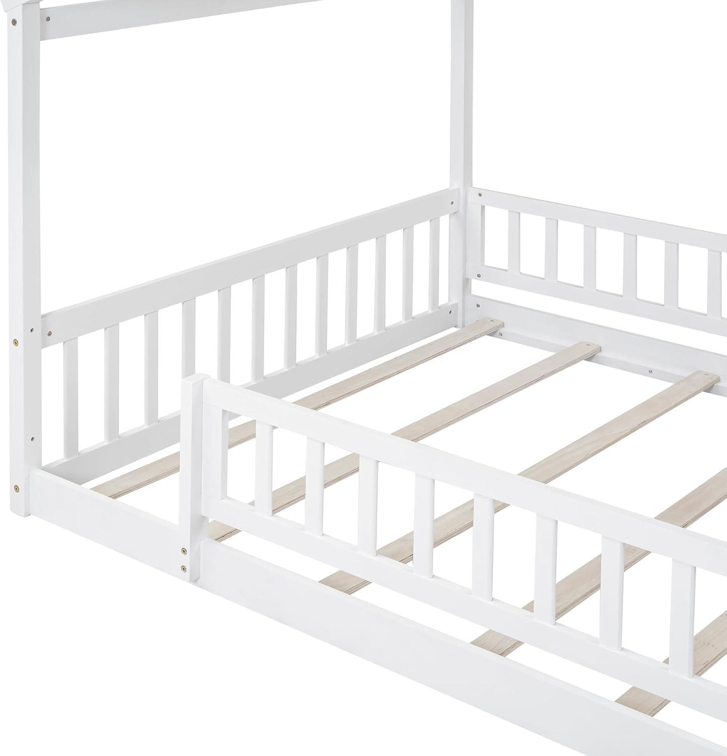 White Pine Full House Bed Frame with Slats and Rails