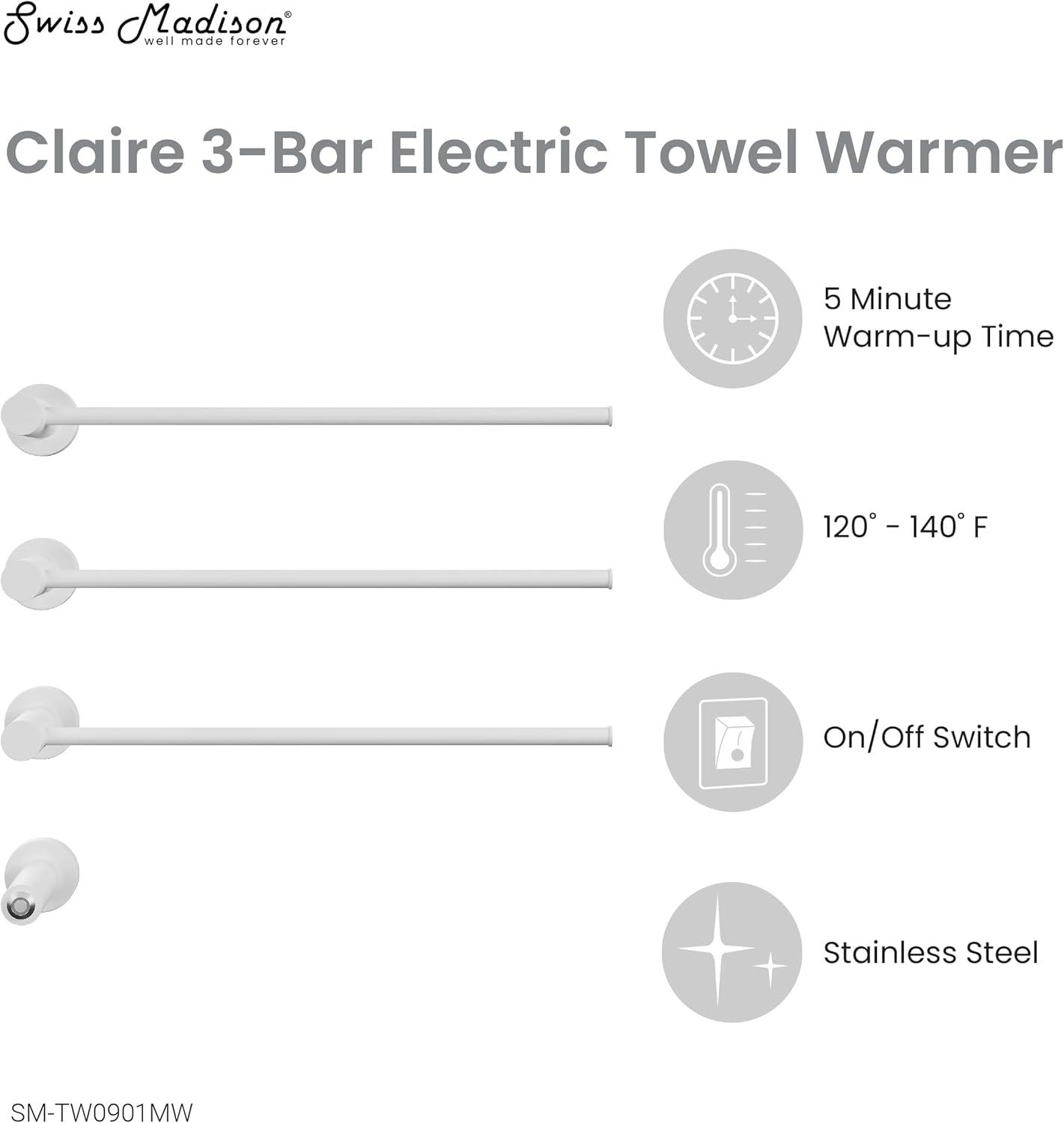 Claire 3-Bar Electric Towel Warmer