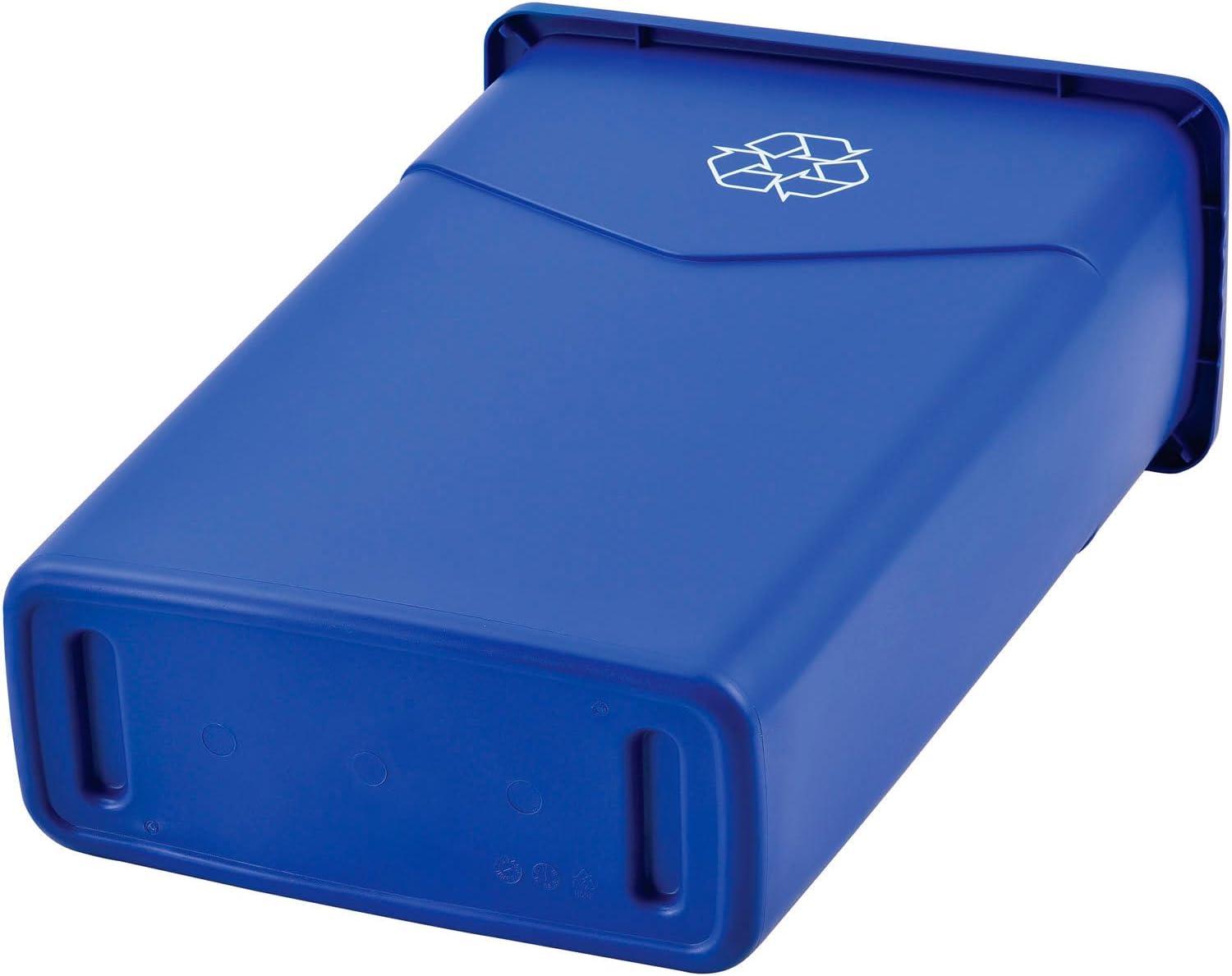 Slim Blue Plastic 23 Gallon Recycling Bin for Office