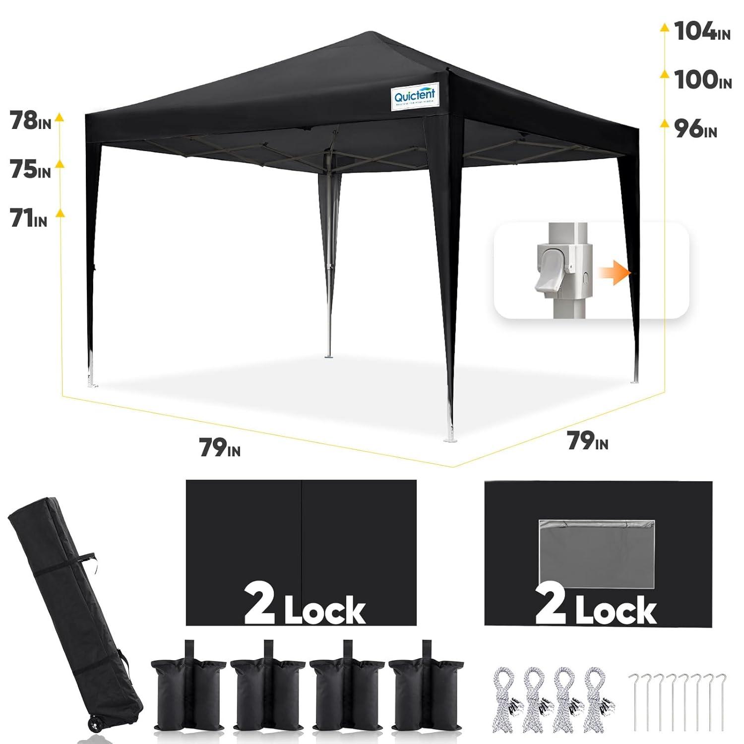 Quictent Privacy 8x8 Pop up Canopy Tent with Sidewalls and Roll-up Ventilated Windows, One Person Setup, Easy Outdoor Commercial Gazebo Shelter Enclosed Waterproof, Bonus 4 Sandbags