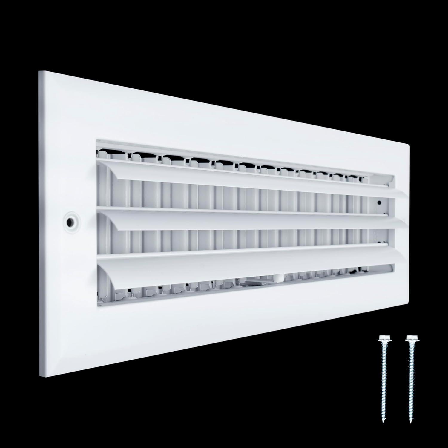 Fits 14x4 Duct Opening Aluminum 1-WAY Adjustable Air Supply Grille by Handua | Curved Blade Register Vent Cover for Sidewall & Ceiling | White | Outer Size: 15.75" X 5.75"
