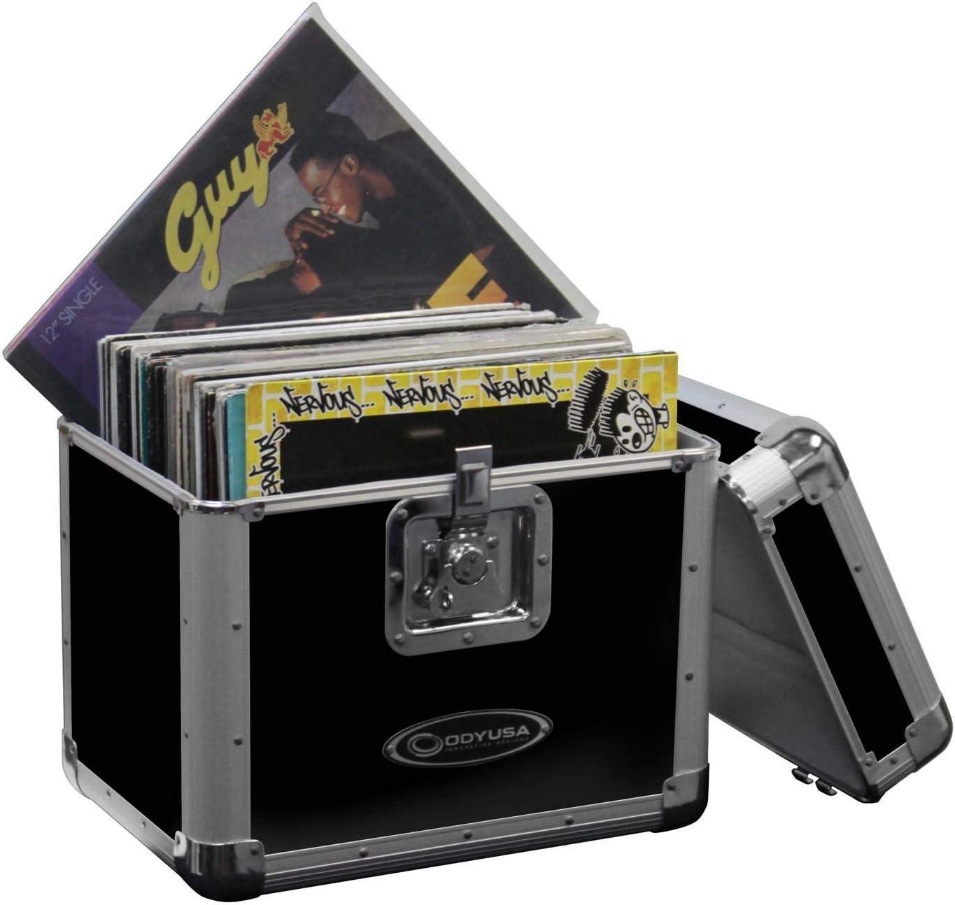 Odyssey KROM Stackable Record Case for 70 12" Vinyl Records & LPs, Black