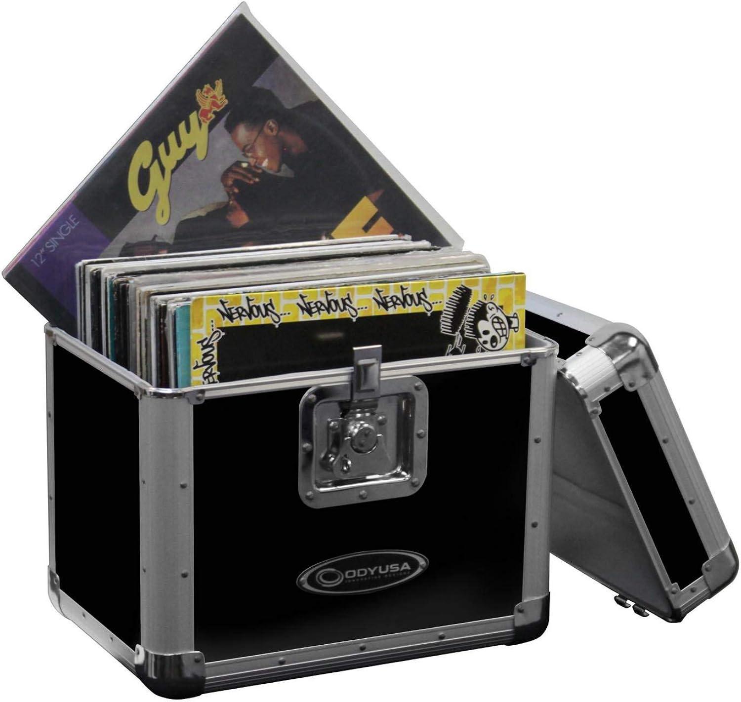 Odyssey KROM Stackable Record Case for 70 12" Vinyl Records & LPs, Black