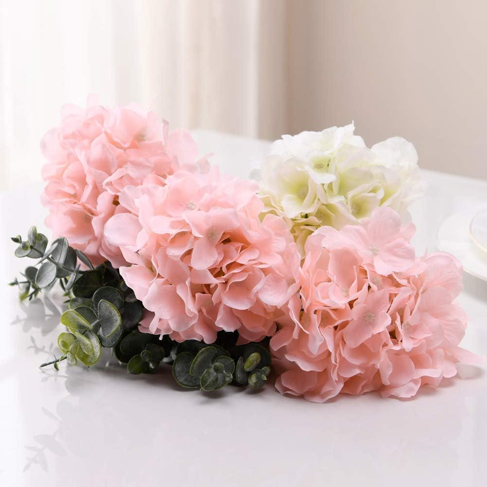 TITOUMI Hydrangea Silk Flowers Heads Blush Pack of 10 Full Hydrangea Flowers Artificial with Stems for Wedding Home Party Shop Baby Shower Décor