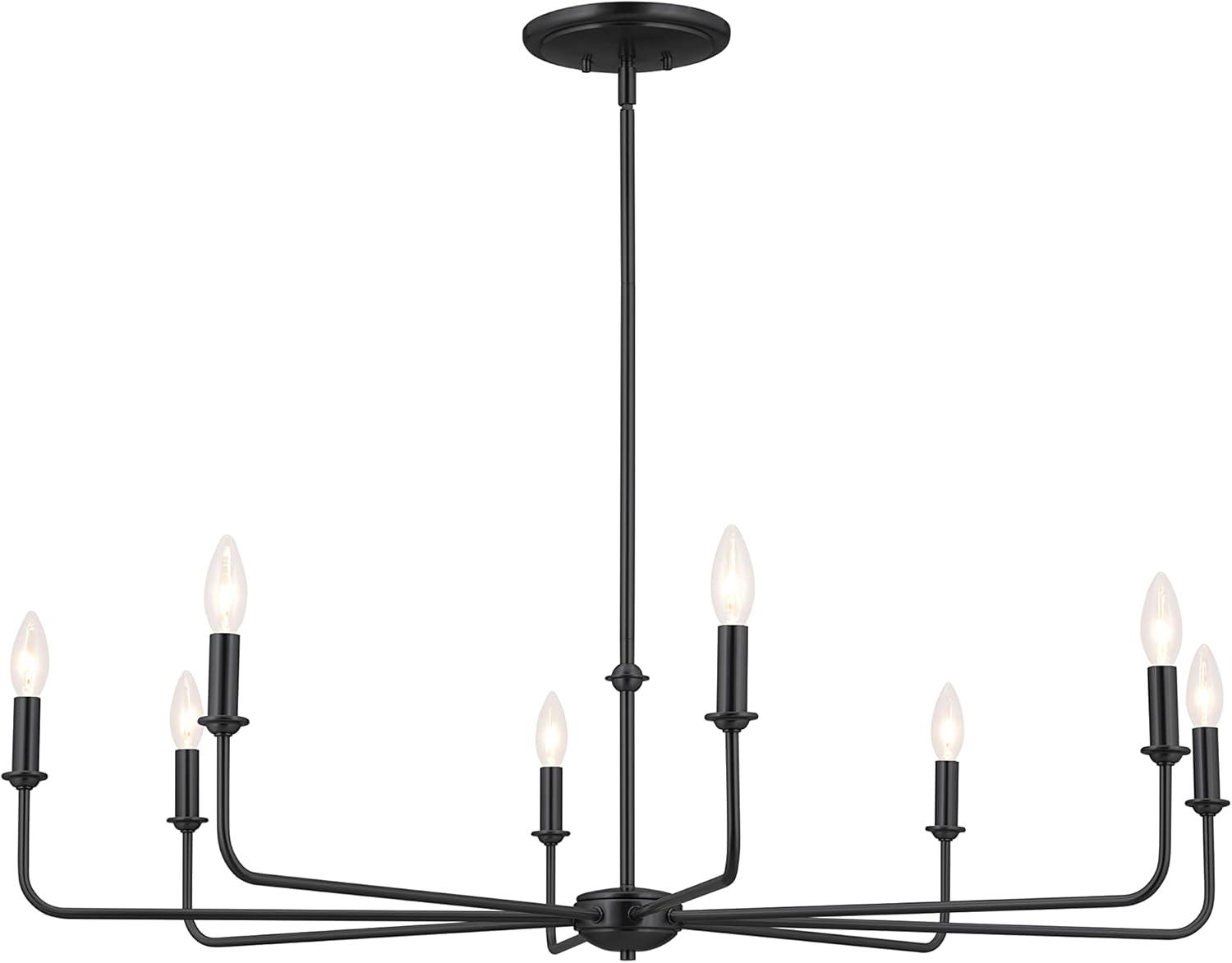 Classic 8 Light Chandelier with White Linen Shades