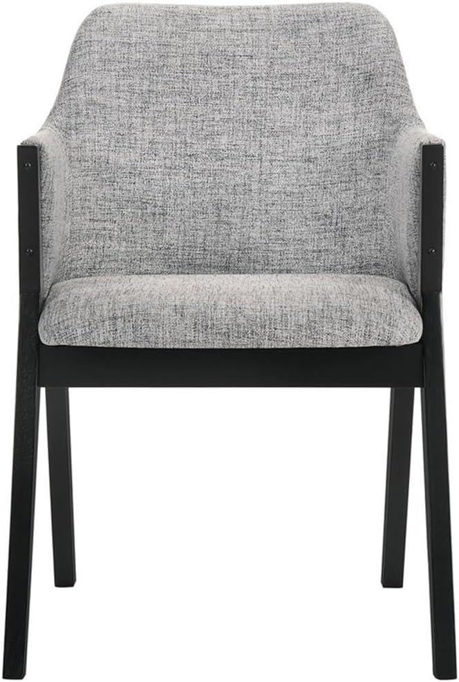 Armen Living Set of 2 Renzo Fabric Wood Dining Chairs Gray/Black: Polyester Upholstery, Foam Fill, Armrests
