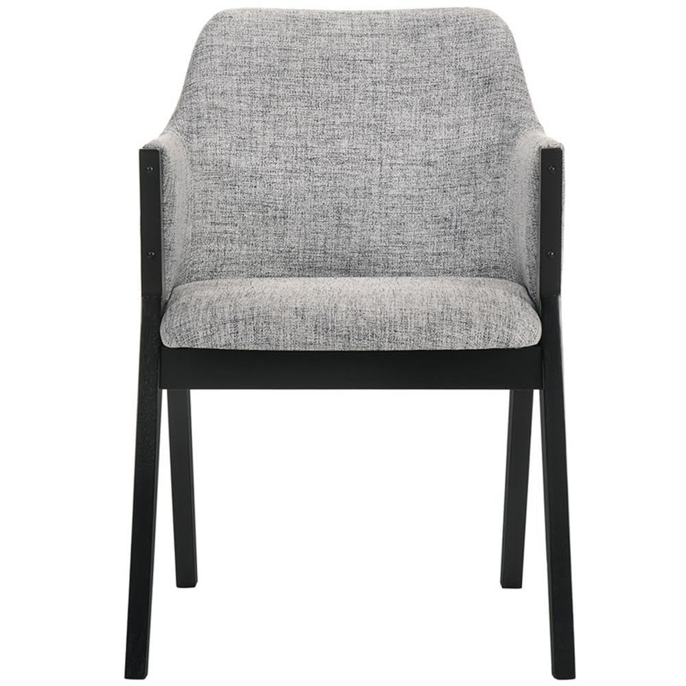 Armen Living Set of 2 Renzo Fabric Wood Dining Chairs Gray/Black: Polyester Upholstery, Foam Fill, Armrests