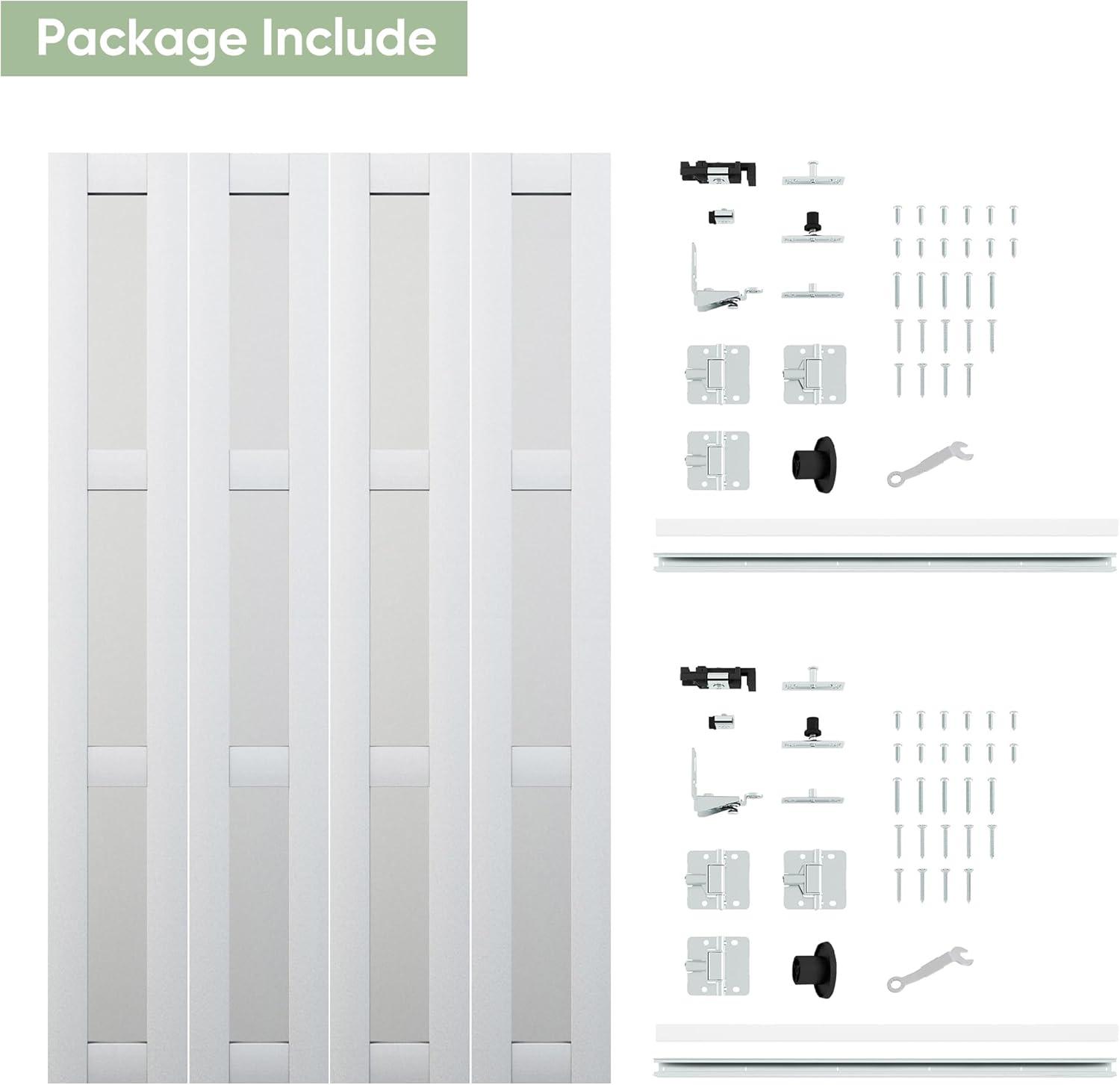 3 Frosted  Lite Glass Bi-Fold Door With Installation Hardware Kit  And Handle