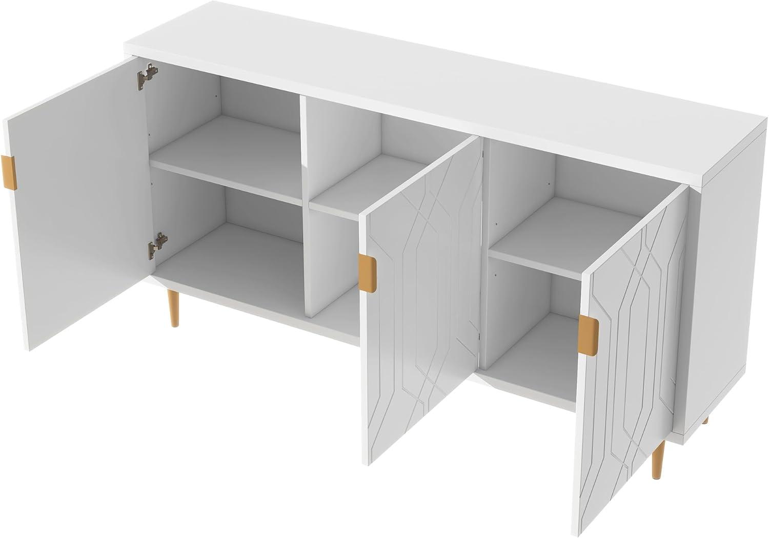 Merax Modern TV Stand Fits TVs up to 70", Television Console with 3 Doors & Adjustable Shelves & Storage Cabinets for Living Room, White