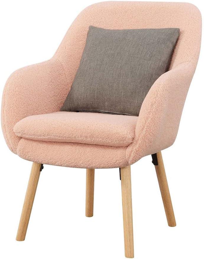 Blush Velvet Wingback Transitional Accent Chair with Wood Legs