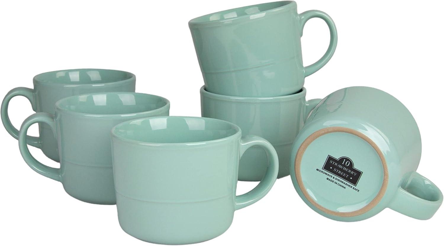 Seafoam Ceramic 12 oz Microwave Safe Mug Set of 6