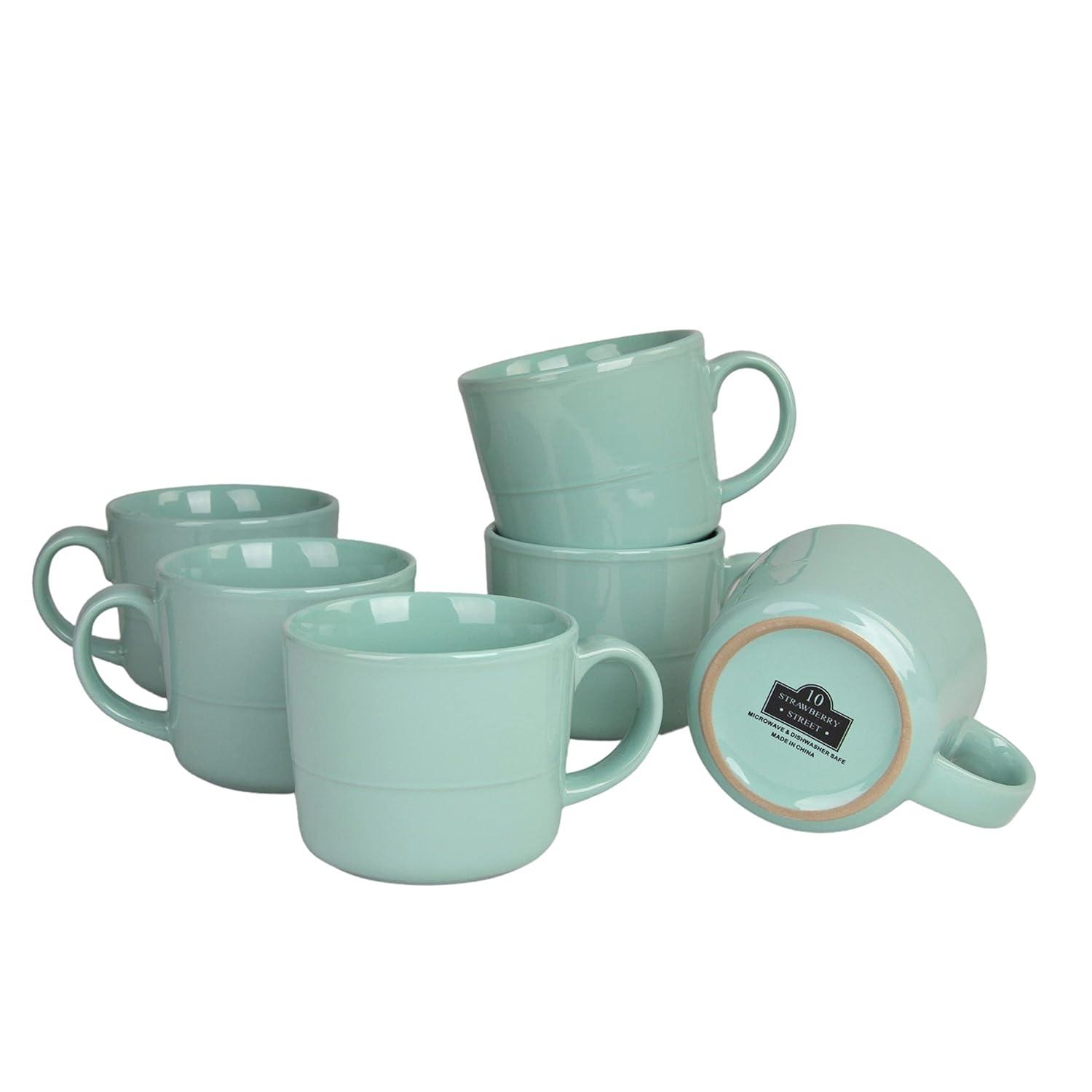 Seafoam Ceramic 12 oz Microwave Safe Mug Set of 6