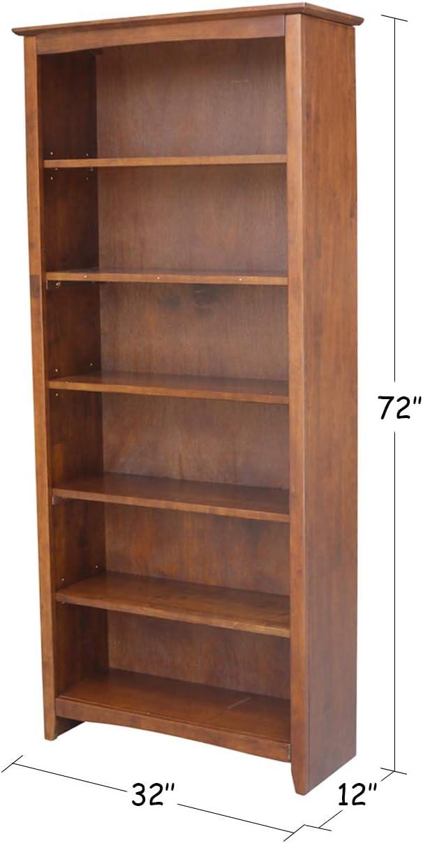 Espresso Adjustable Solid Wood Shaker Bookshelf