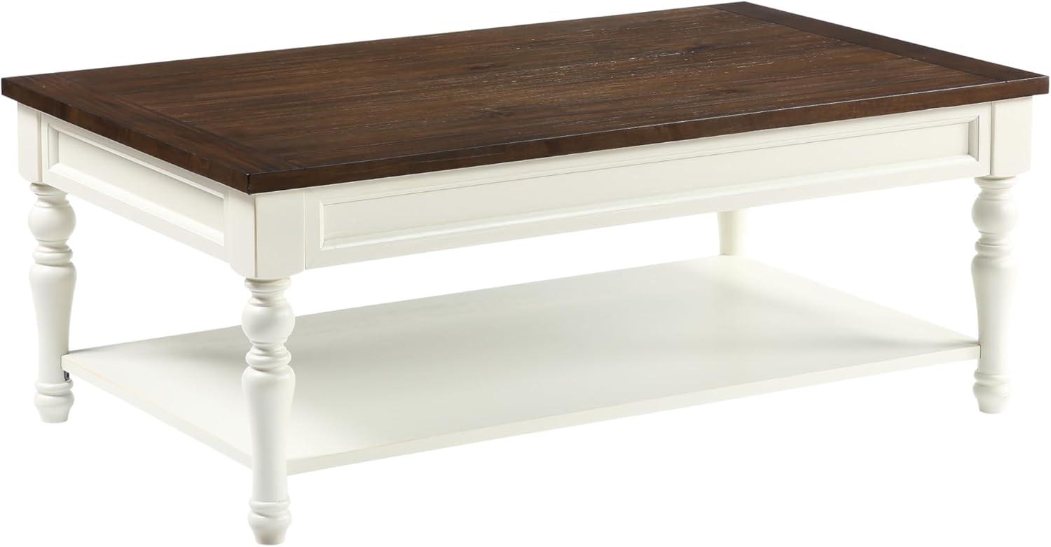 Steve Silver Co. Joanna Coffee Table Ivory/Mocha : Farmhouse Style, Rubberwood Frame, MDF Veneer Top