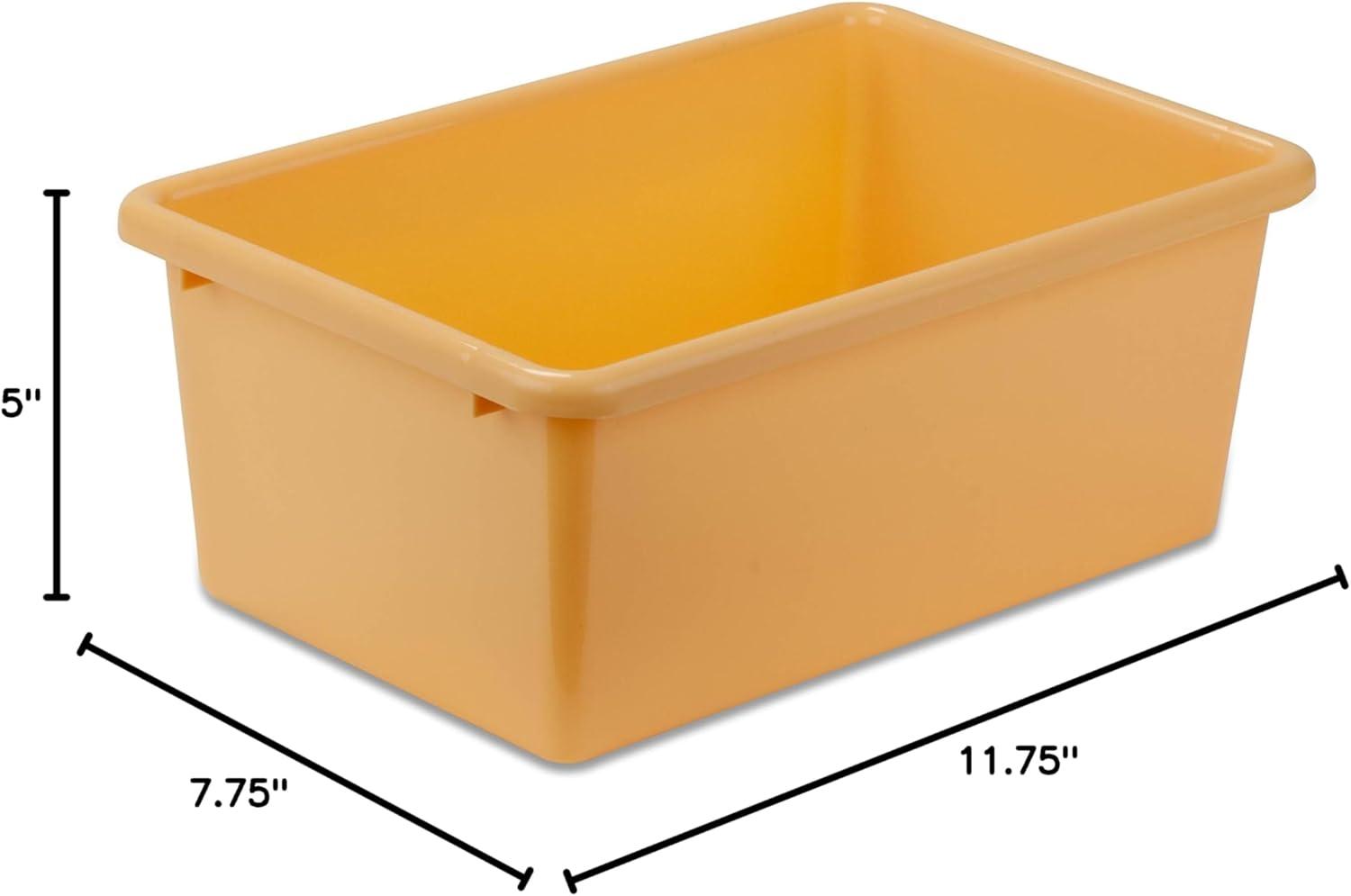 Small Yellow Stackable Plastic Storage Bin for Kids