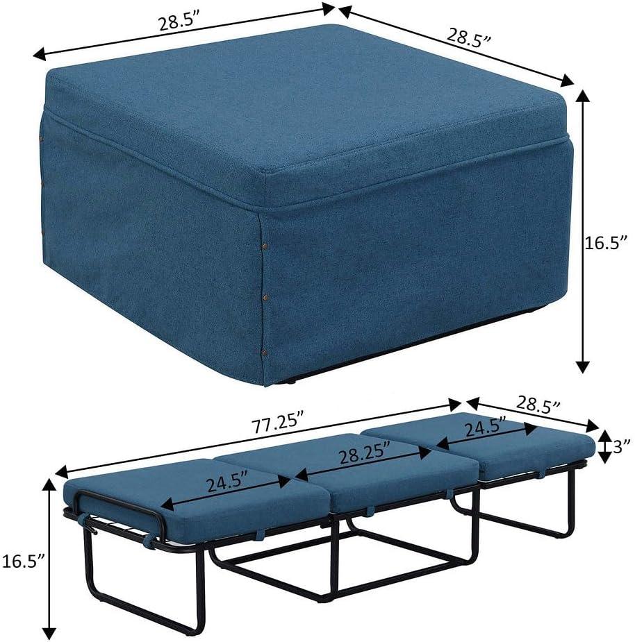 Convenience Concepts Designs4Comfort Folding Bed Ottoman Coffee Table, Soft Blue Fabric