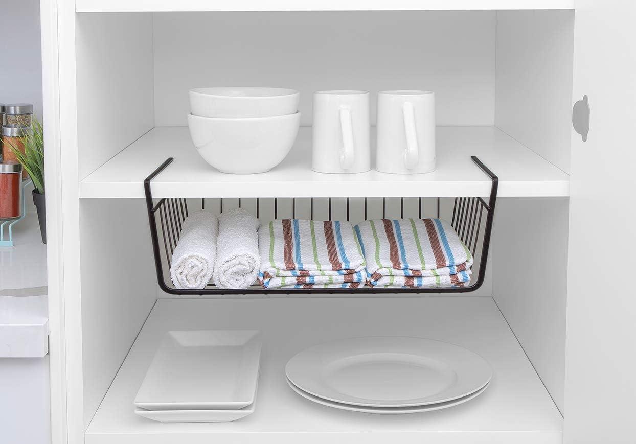 Smart Design Undershelf Storage Basket - Medium - 16 x 5.5 inch - Black