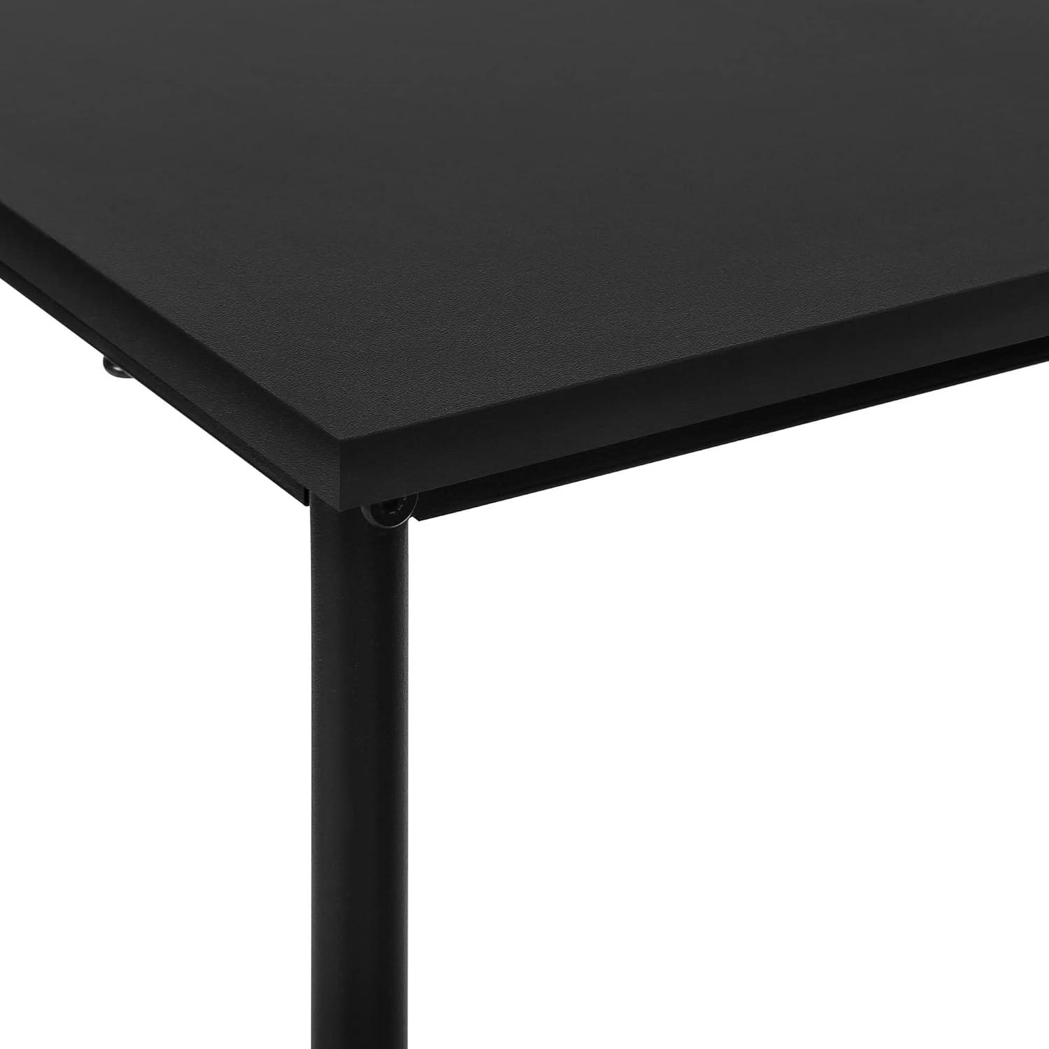 Monarch Specialties Accent Table Side End Narrow Small 2 Tier Living Room Bedroom Metal Laminate Black Contemporary Modern