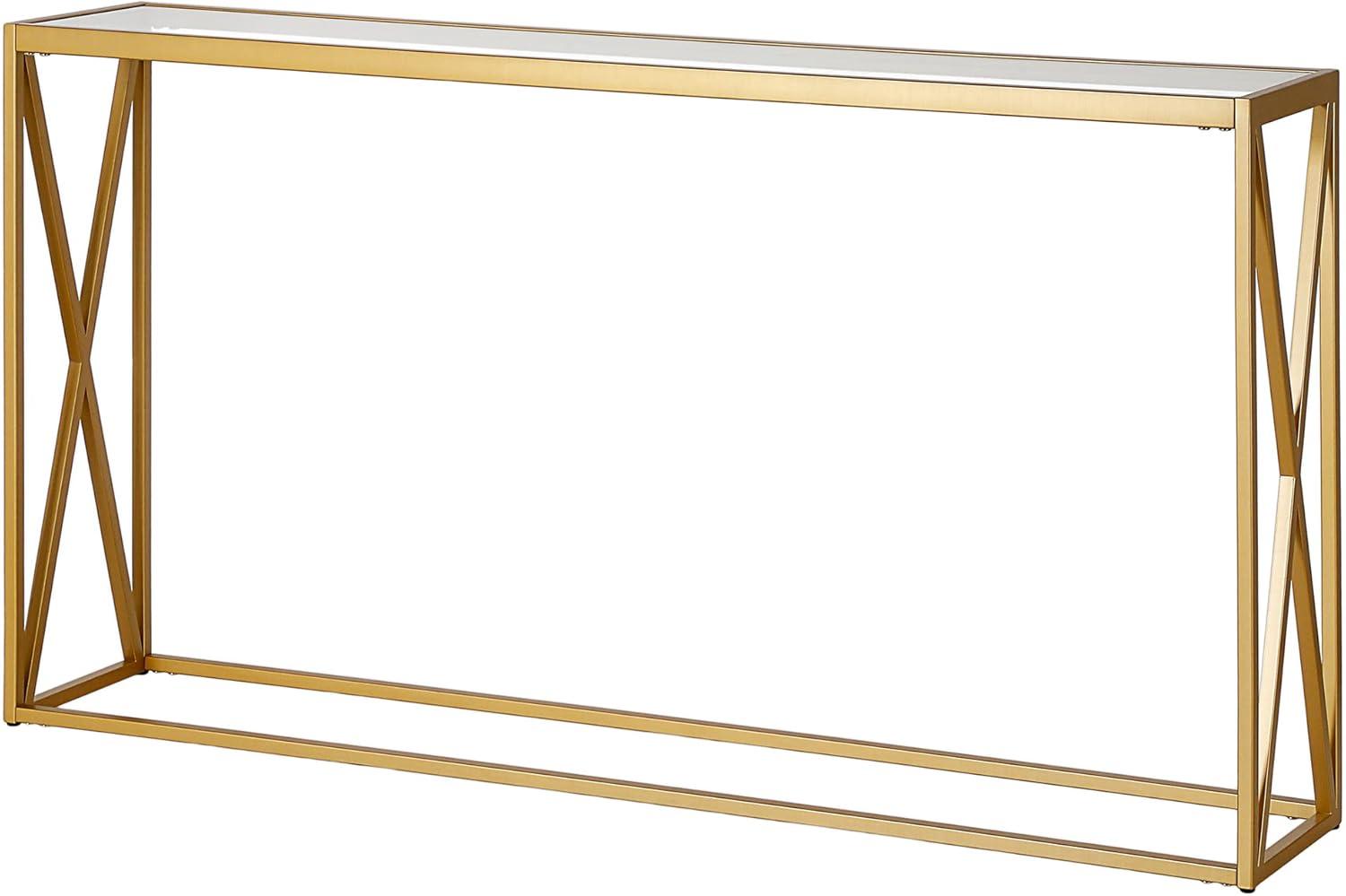 Evelyn&Zoe Arlo 55" Wide Rectangular Console Table, Brass