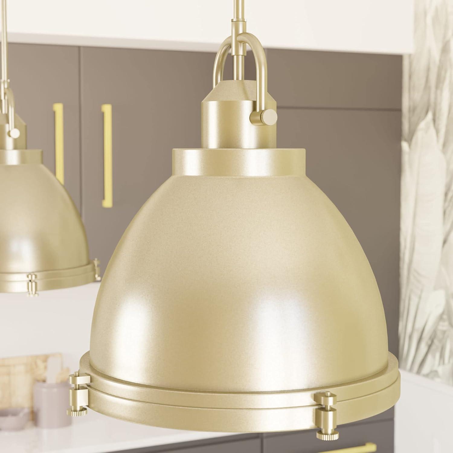 Brushed Nickel Glass Dome Pendant Light with LED