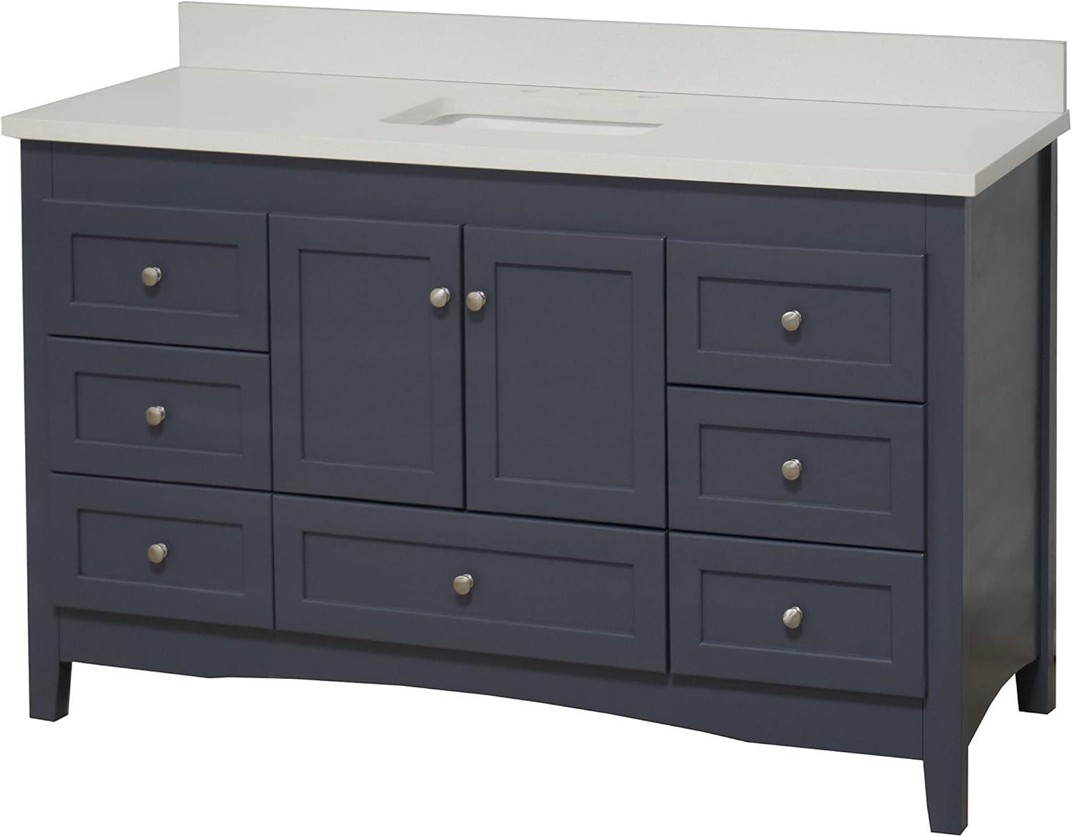 Abbey 60-inch Marine Gray Bathroom Vanity with Quartz Top