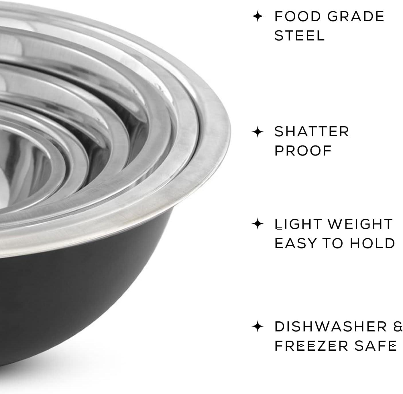 JoyJolt Stainless Steel Food Mixing Bowl Set of 6 Kitchen Mixing Bowls