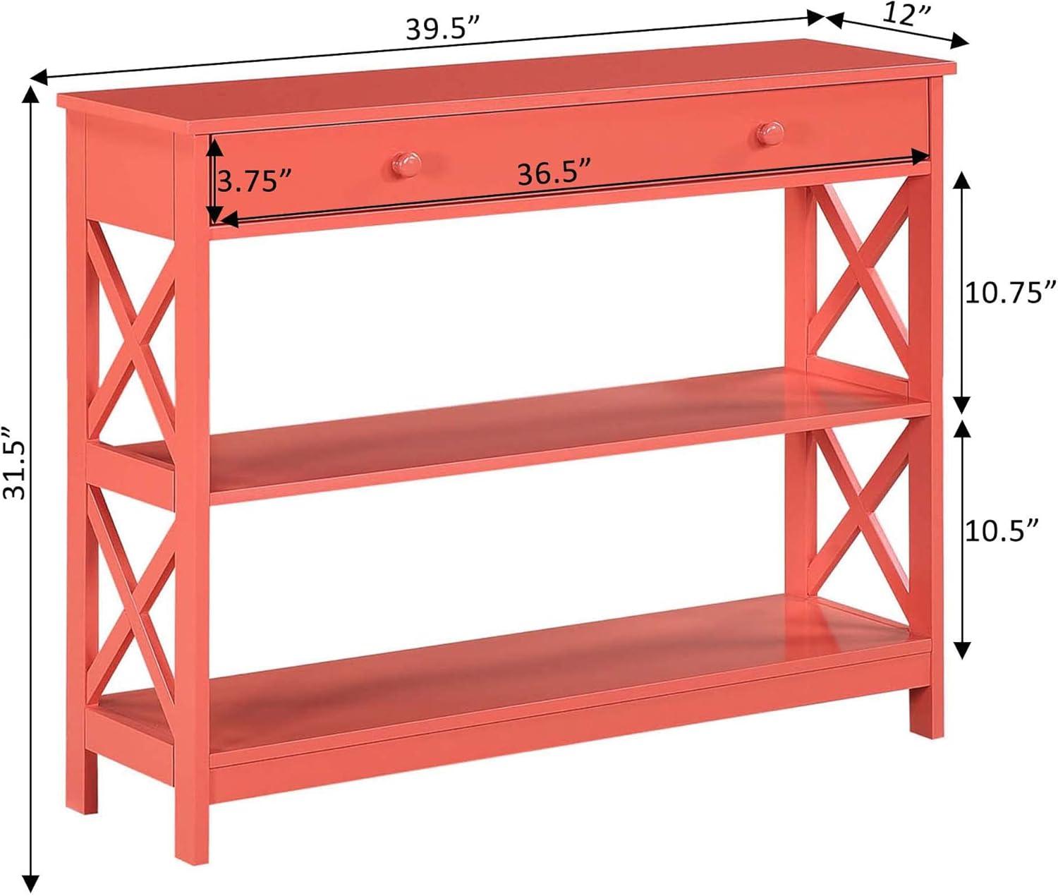 TiaGOC 1 Drawer Console Table with Shelves, Coral