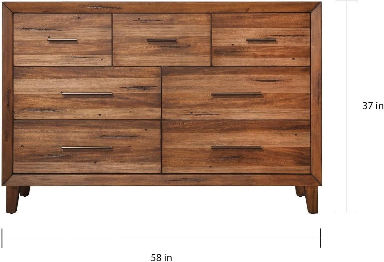 Origins by Alpine Trinidad Wood 7 Drawer Dresser in Toffee (Brown)