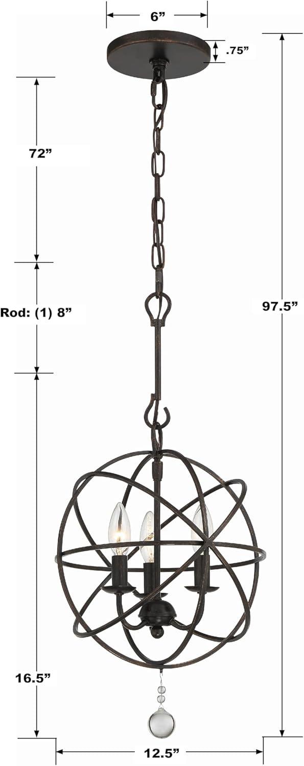 Crystorama Lighting - Three Light Mini Chandelier - Mini Chandelier - Solaris -