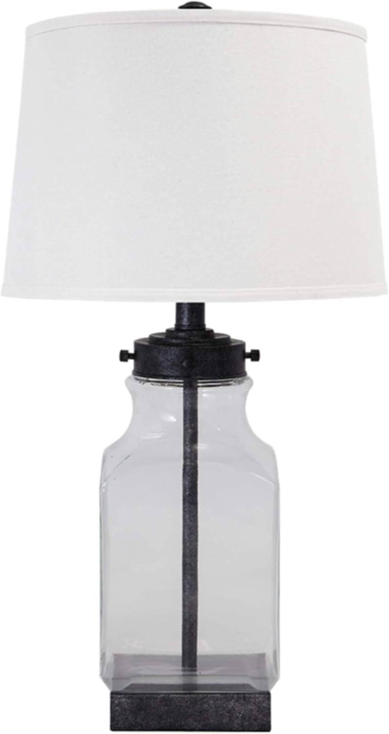 Sharolyn 30" Silver and Glass Table Lamp with Drum Shade