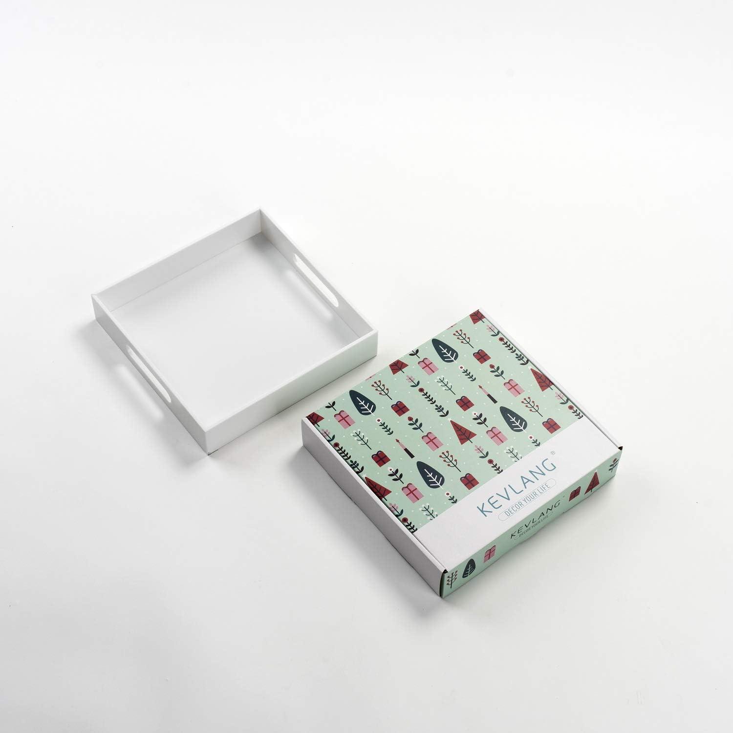 White Glossy Acrylic Tray with Handles, 8x8 Inch