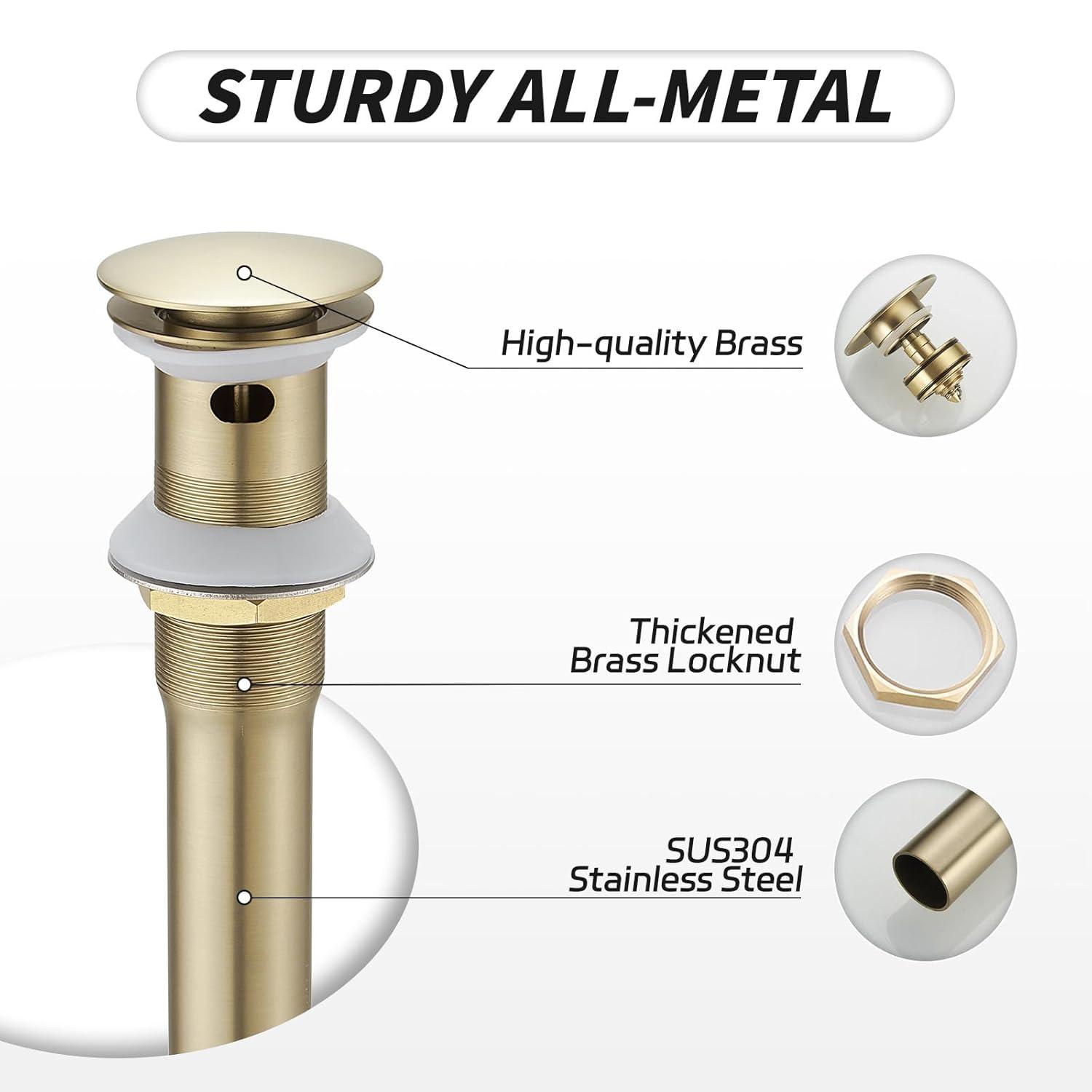 TAIFOND Pop-Up Bathroom Sink Drain with Overflow PD1P2441001BG