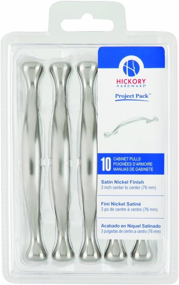 Project Pack 3 in. Center-to-Center Conquest Satin Nickel Cabinet Pulls (10-Pack)