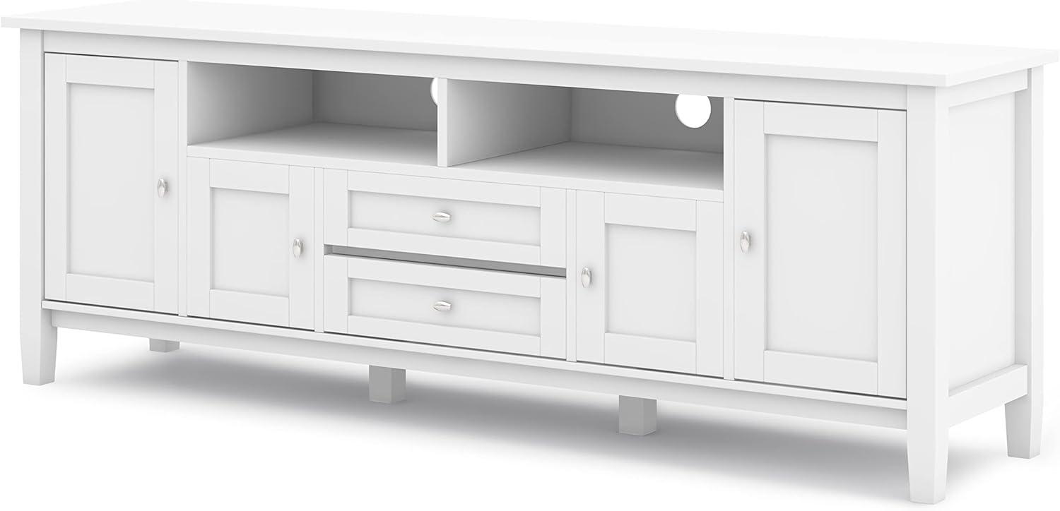 Simpli Home Warm Shaker 72"W Solid Wood TV Stand for TVs up to 80" with 4 Storage Cabinets and 2 Drawers