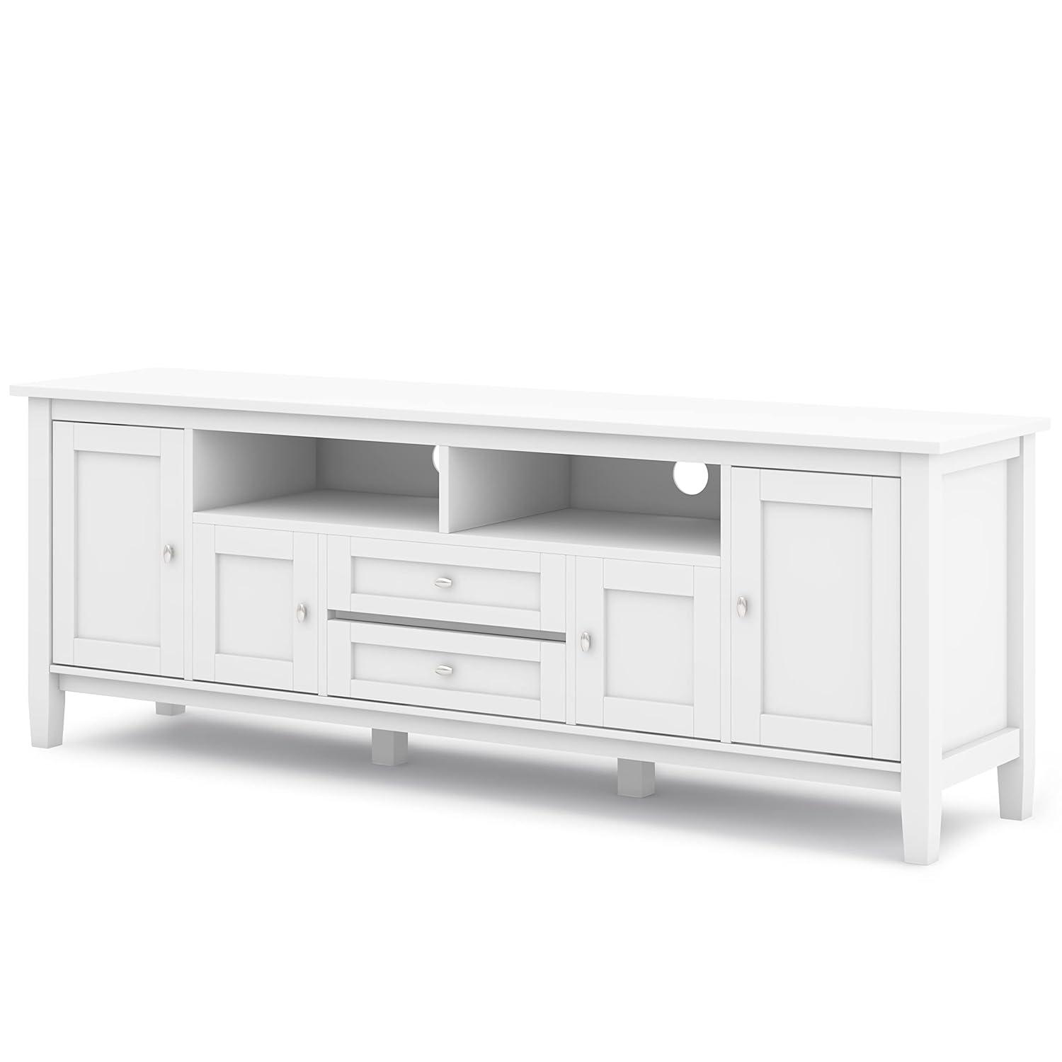 Simpli Home Warm Shaker 72"W Solid Wood TV Stand for TVs up to 80" with 4 Storage Cabinets and 2 Drawers