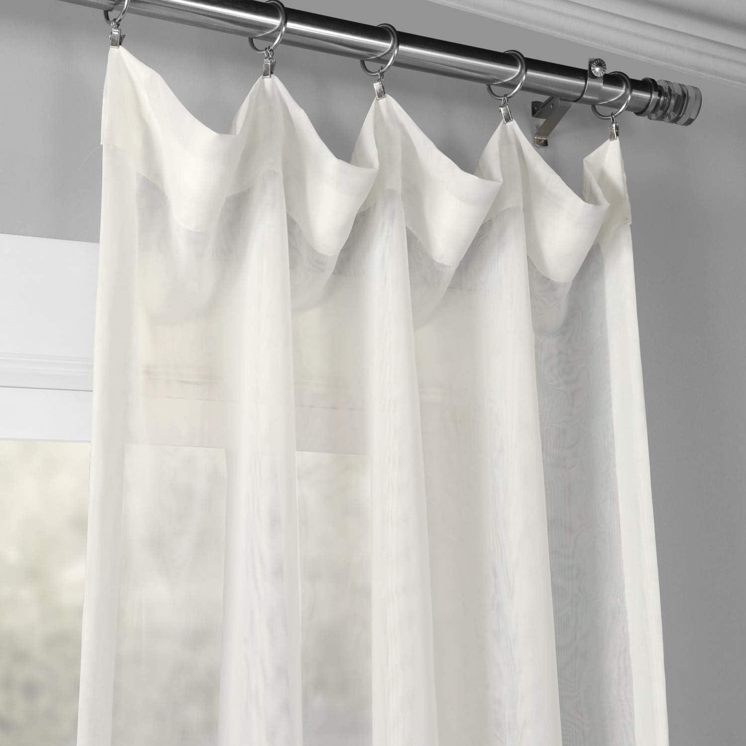 Off White Double Layered Sheer Polyester Rod Pocket Curtain