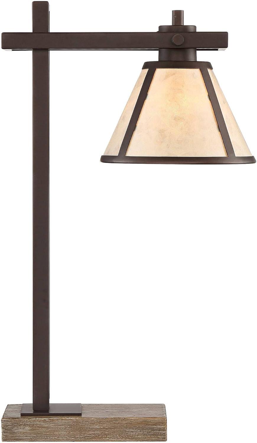 Franklin Iron Works Maricopa Rustic Farmhouse Desk Lamp 21 1/4" High Bronze Metal with USB and AC Power Outlet Mica Shade for Bedroom Living Room Home