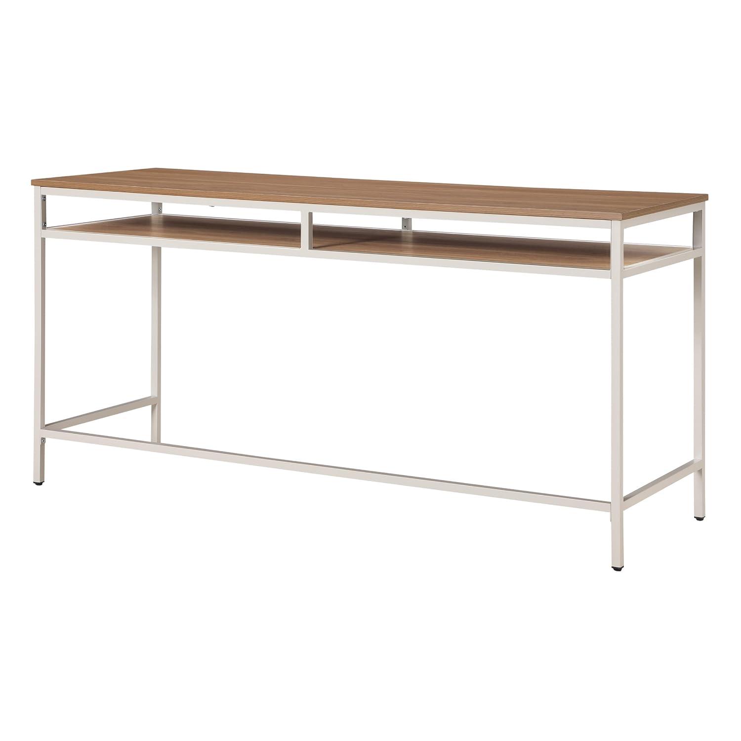 60" Writing Desk in Wood Taupe Frame and Brown Oak Top  Finish KD