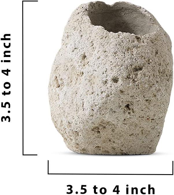 Serene Spaces Living Chunky Pumice Stone Vase, Textured Lava Rock Vase for Flowers, Plants - Perfect for Living Rooms, Kitchens, Bedrooms, Office, Weddings, Events (Pack of 1)