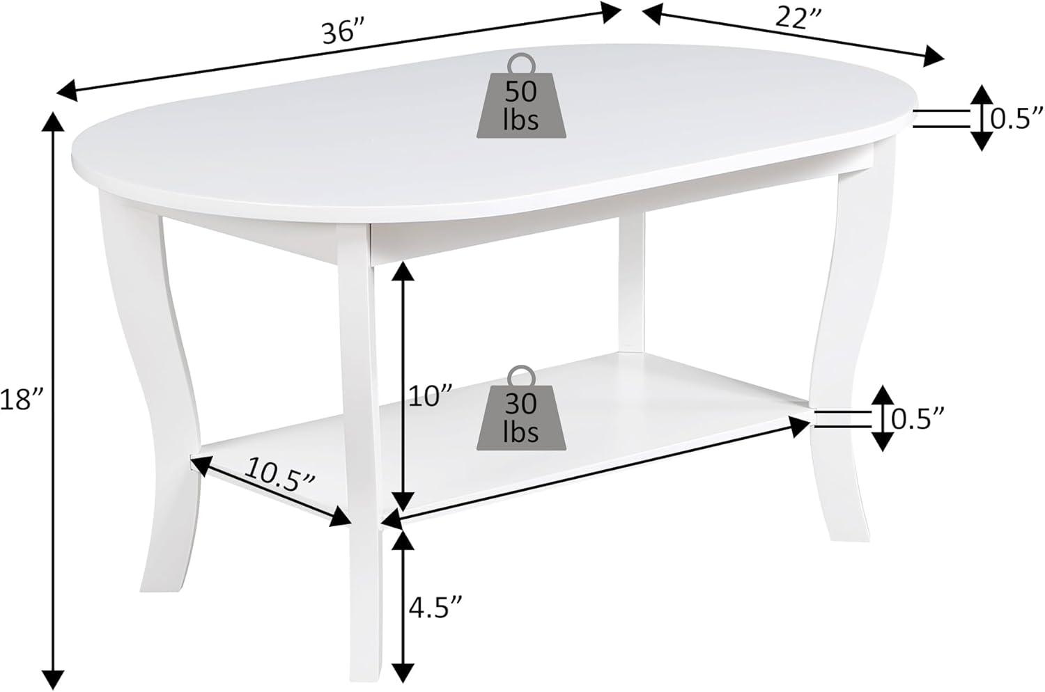 American Heritage Oval Coffee Table with Shelf in Mahogany Wood Finish