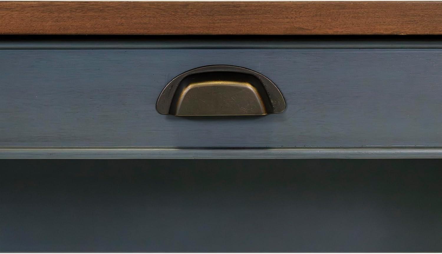 Open L-Shaped Pedestal Writing Desk Blue - Fairmont Collection - Martin Furniture: Wood, Charging Station, USB Port
