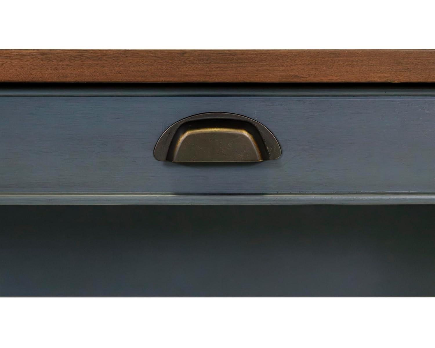 Open L-Shaped Pedestal Writing Desk Blue - Fairmont Collection - Martin Furniture: Wood, Charging Station, USB Port