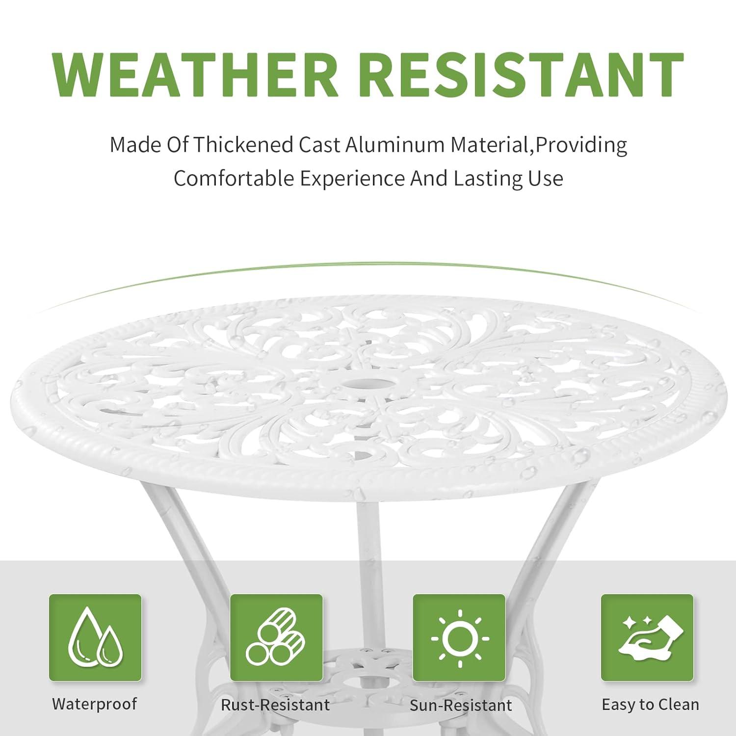 SunnyDaze Decor 2 - Person Metal Patio Dining Set with Round Table