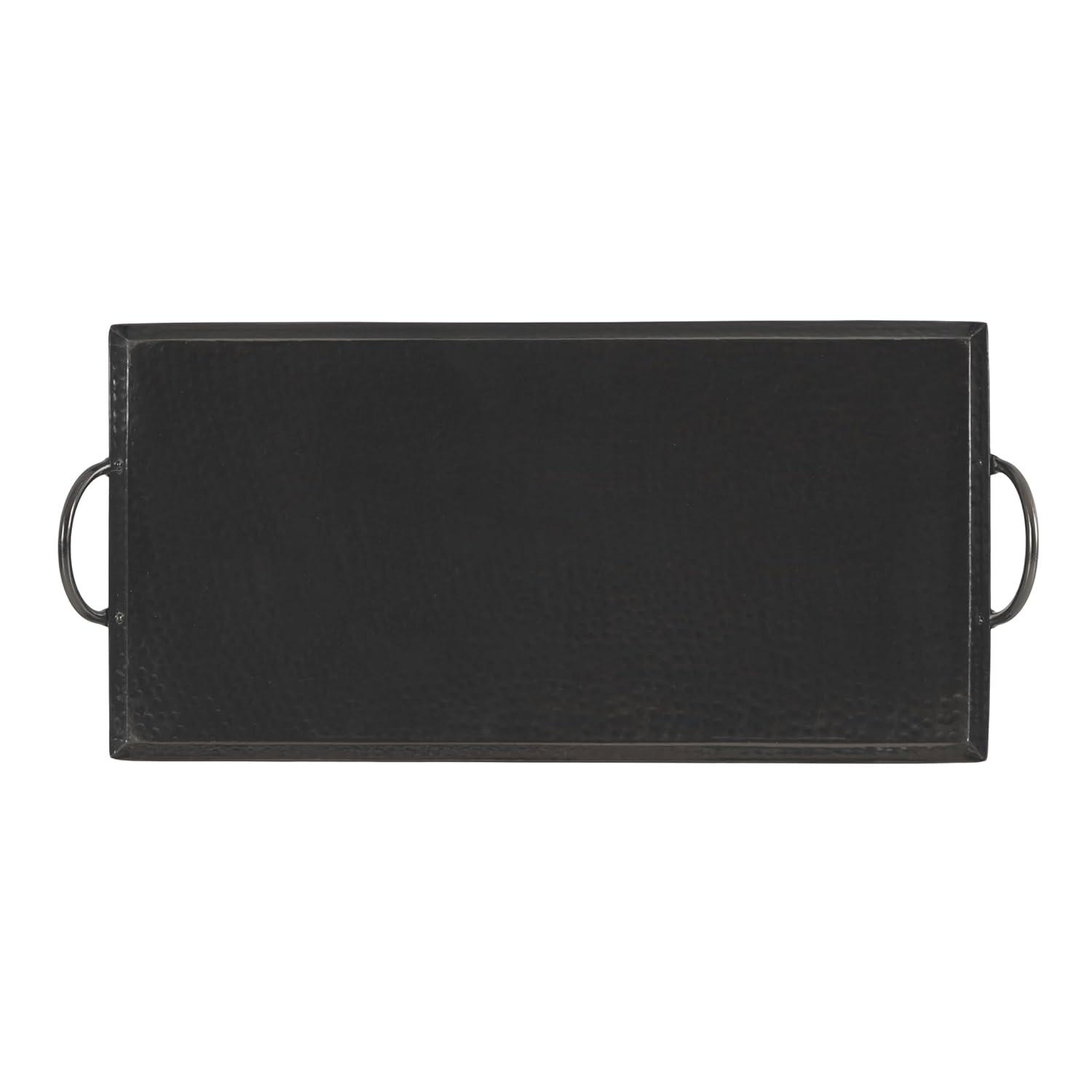 Kate and Laurel Sanzo Hammered Rectangle Metal Tray, 10x22, Pewter