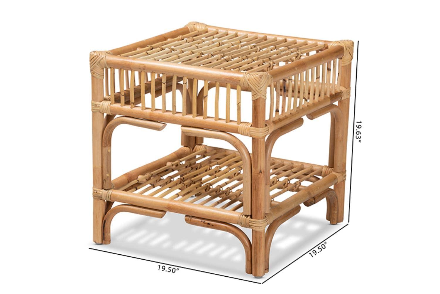 Rose Rattan End Table Natural/Brown - bali & pari